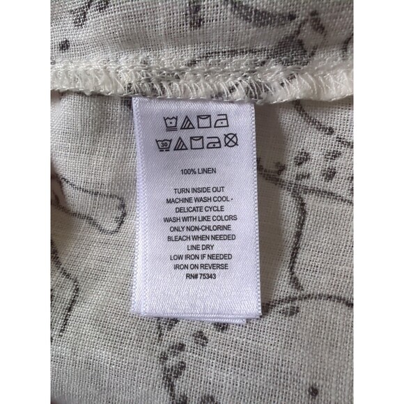 Cynthia Rowley Sz L Shirt Off White Animal Print Tiger Leopard Cheetah Linen Cat - Picture 9 of 11